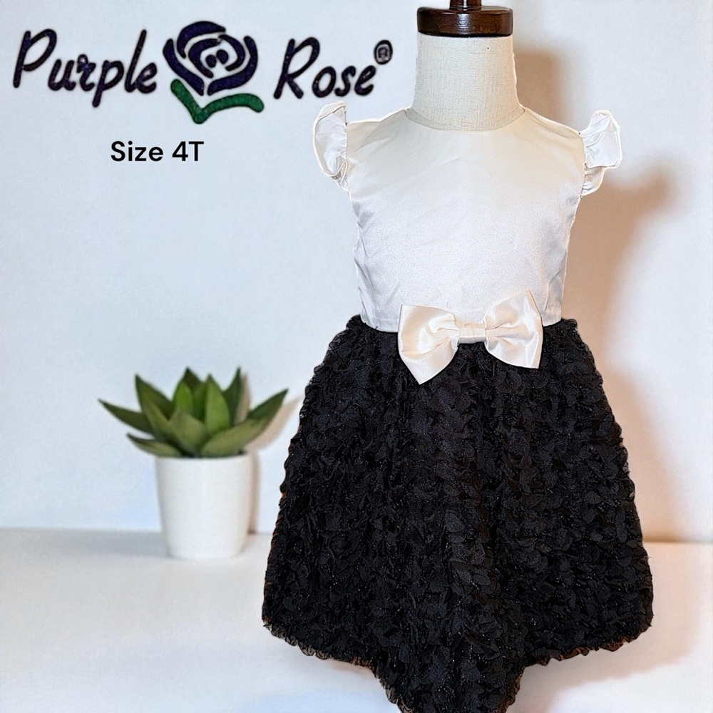 Purple Rose Baby Girl Satin Bodice Floral Skirt Dress